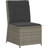 vidaXL Tuinbank verstelbaar met kussens poly rattan grijs