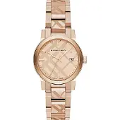 Burberry Nieuw Bu9146 Dames The City Rose Gold Check Dial Horloge -1 Jaar Garantie