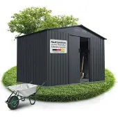 Juskys Metalen gereedschapsschuur / Tuinschuur / Berging XL - Incl. Funderingsframe - Donkergrijs