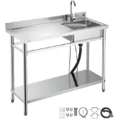Vevor RVS spoelbak (120 x 50 x 94 cm)