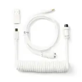 Keychron Aangepaste Gewonden Aviator USB-C Kabel, Wit, 5-Pin (GX12) Afneembare Metaalconnector