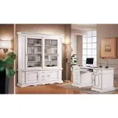AEA Büro Einrichtung Schreibtisch Weiß Bücherschrank Klassischer Möbel Set 2tlg