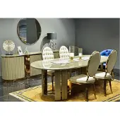 AEA Luxus Esszimmer Essgruppe Essecke Esstisch Stühle Beige Set 9tlg Holz