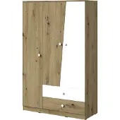 Minio , draaideurkast, kast "Nantes", 120 cm, uitvoering: ambachtelijk eikenhout/wit
