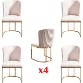 AEA Stuhl 4x Stühle Gruppe Set Wohn Esszimmer Garnitur Stil Textil Moderne Möbel