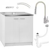 Stamar - Keukenkast 80cm - Afvoer - Mengkraan - Wit