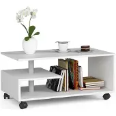 Akord Salontafel Koffietafel met Wielen VINI / Furniture Factory / Wit / 90 x 40 x 51 cm