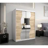 Minio Kledingkast 150 cm, model MADRYT, wit / Sonoma eikenhout