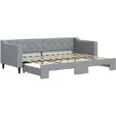 vidaXL Slaapbank met onderschuifbed 80x200 cm stof lichtgrijs