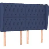 vidaXL Hoofdbord met randen 163x23x118/128 cm stof blauw