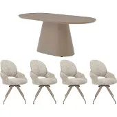 Vente-unique Set van tafel + 4 stoelen VALIANA - Taupe en crème