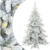 Syfax Kunstmatige Inklapbare Kerstboom Wit 210 cm PVC en staal