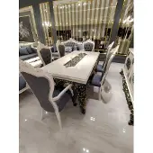 AEA Glamouröses Esszimmer Set Esstisch + 6x Stühle + Kommod mit Spiegel 8 tlg