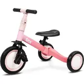 Toyz , driewieler, loopfiets, kinderfiets, 4-in-1, driewieler, tweewieler, model Fox, roze