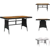 vidaXL Tuintafel zwart, 130x70x72 cm, polyrotan en massief acaciahout - Tuintafels