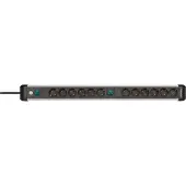 Brennenstuhl Premium-Alu-Line stekkerdoos met 12 stopcontacten schakelaar zwart/grijs (3 meter)