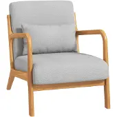 HOMCOM -Accentstoel-61x78x76cm-Fluwelen (100% polyester)-Lichtgrijs