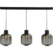 Masterlight Eetkamer hanglamp Lett lll 28 3-lichts zwart met smoke glas