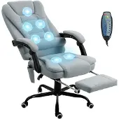 Vinsetto Massage Bureaustoel - Polyurethaan - 67x79x121cm - Grijs