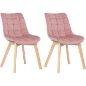 CLP Passaic Set van 2 Eetkamerstoelen - Fluweel roze