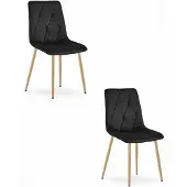 Leobert Chaise - - Libra - Fluweel, zwart / Houten poten - 45 X 54 X 86,5 Cm - Set van 2