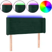 vidaXL Hoofdbord LED 93x16x78/88 cm fluweel donkergroen