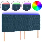 vidaXL Hoofdbord LED 200x7x118/128 cm fluweel donkerblauw