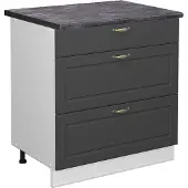 Vicco Fame-Line Keukenonderkast – 80 cm met 3 laden, WB Antraciet Antraciet-goud