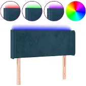 vidaXL Hoofdbord LED 103x16x78/88 cm fluweel donkerblauw