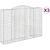 vidaXL Schanskorven 3 st gewelfd 300x50x200/220 cm ijzer