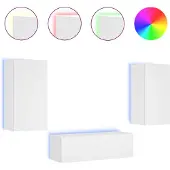 vidaXL 3-delige tv-wandmeubelset met LED-verlichting wit