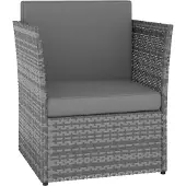 vidaXL Tuinstoel met voetenbank poly rattan antracietkleurig