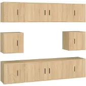 vidaXL 8-delige Tv-meubelset bewerkt hout sonoma eikenkleurig