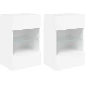 vidaXL Wandkasten met LED-verlichting voor tv 2 st 40x30x60,5 cm wit