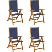 vidaXL Klapstoelen 4 stuks van massief acaciahout en textilene