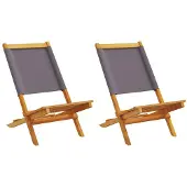 vidaXL Tuinstoelen 2 st inklapbaar acaciahout en stof antracietkleurig