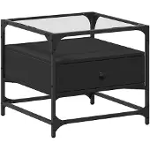 vidaXL Salontafel met zwart glazen blad 50x50x45 cm staal