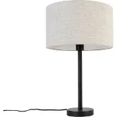 QAZQA Moderne tafellamp zwart met linnen kap lichtgrijs 35 cm - Simplo