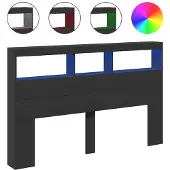vidaXL Hoofdbordkast met LED-verlichting 160x17x102 cm zwart