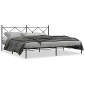 vidaXL Bedframe met hoofdbord metaal zwart 193x203 cm