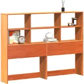 vidaXL Hoofdbord met opbergruimte 135 cm massief grenenhout wasbruin