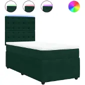 vidaXL Boxspring met matras fluweel donkergroen 90x200 cm