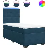 vidaXL Boxspring met matras fluweel blauw 80x200 cm