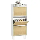 HOMCOM Schoenenkast - Spaanplaat - 65x24,5x153cm - Wit