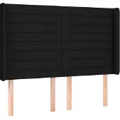 vidaXL Hoofdbord met randen 147x16x118/128 cm stof zwart