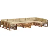 vidaXL Sofa-Sets 11 st Natuurlijk en Beige Massief Acacia Hout
