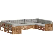 vidaXL Buiten bank set 9 st Natuurlijk en Licht Grijs