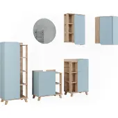 Vicco Badkamermeubelset Karen Sonoma/Blauw 6-delig, Model 52057