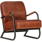 vidaXL Fauteuil echt leer bruin