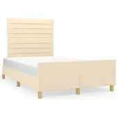 vidaXL Bedframe zonder matras 120x200 cm stof crèmekleurig